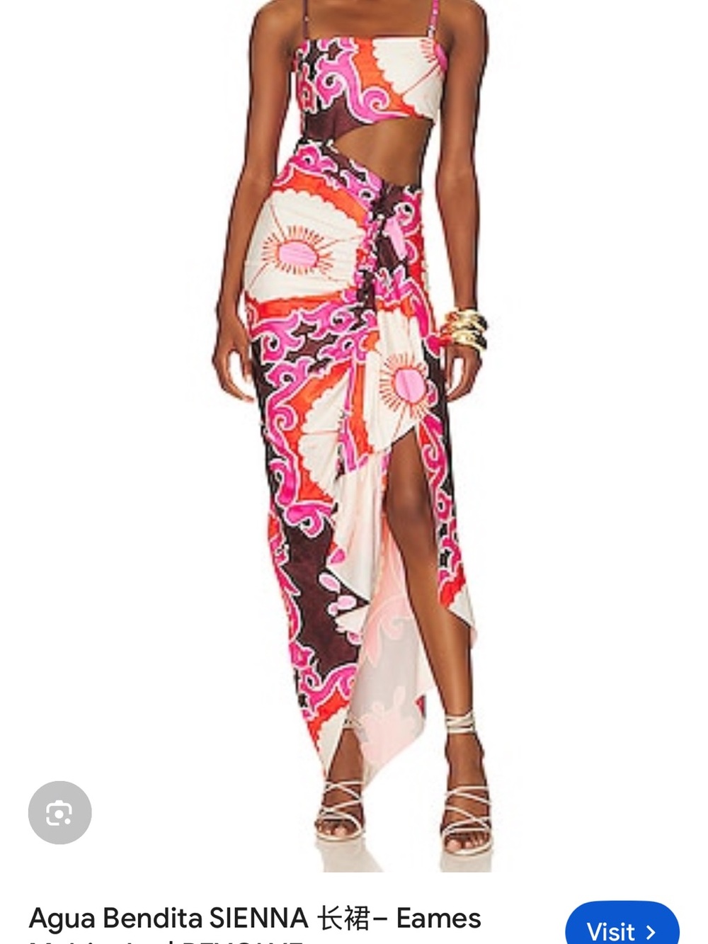 Agua Bendita Pink and Orange Floral Cutout Sienna Dress